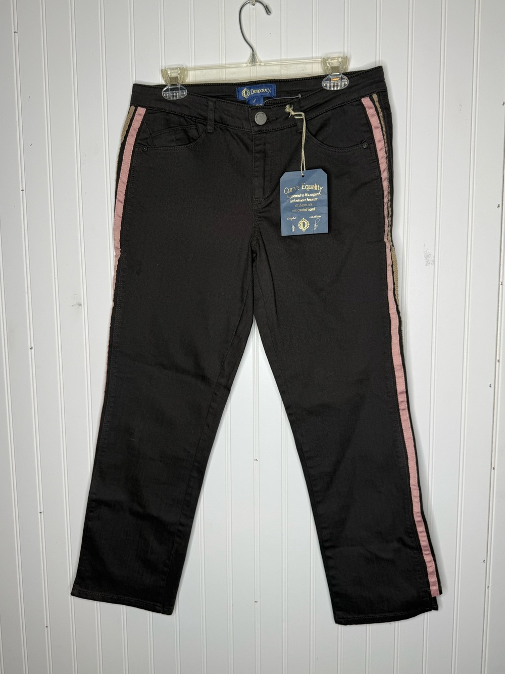 NWT Democracy “Flex”-ellent Slim Straight Ankle Crop Jeans with Double Stripes 8
